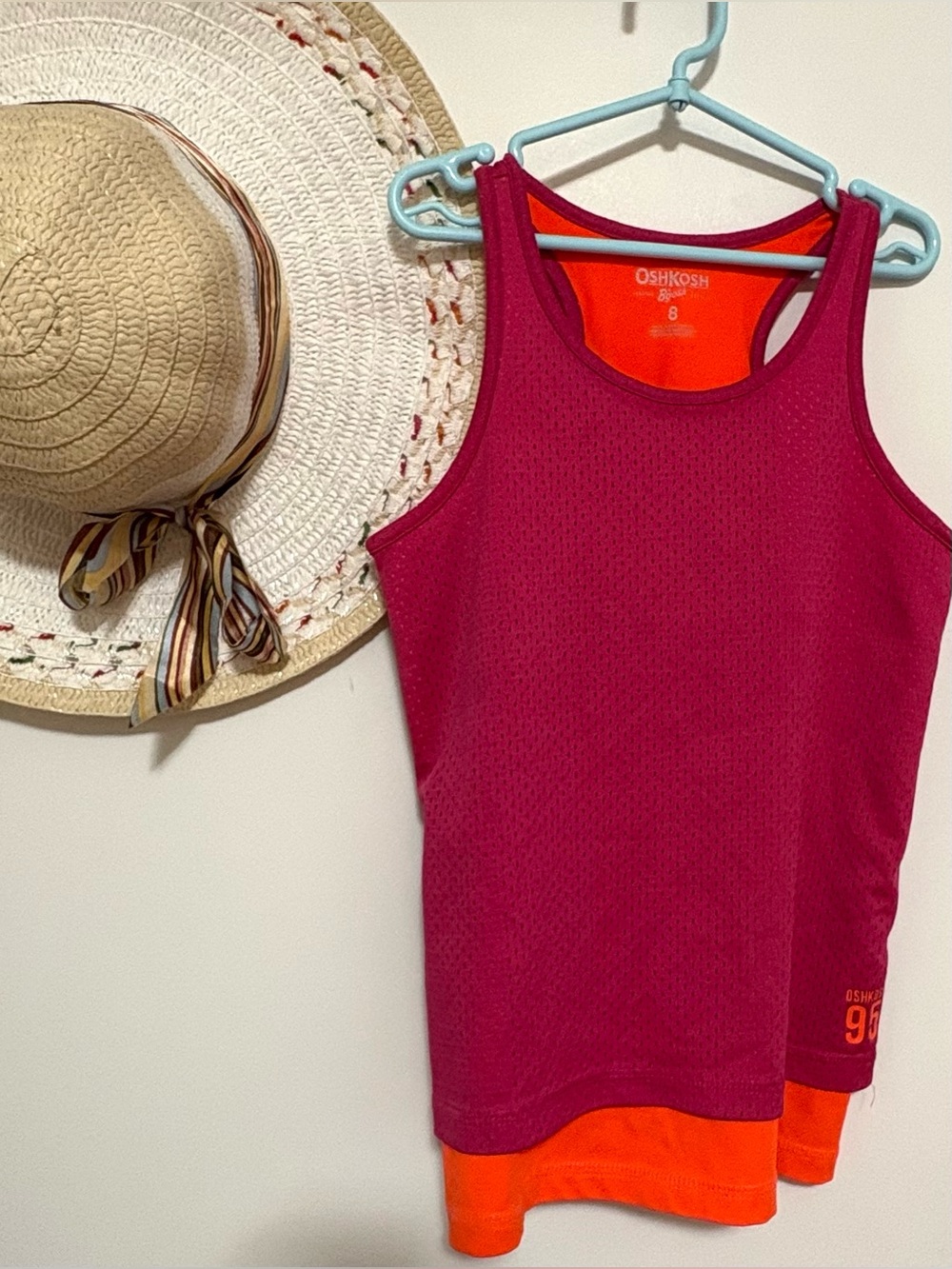 OshKosh Pink & Orange Layered Athletic Tank Girl 8T